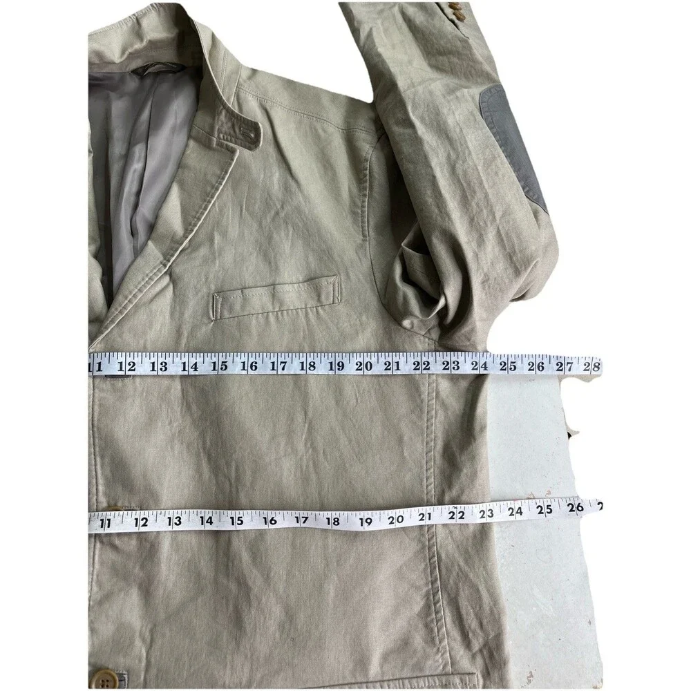 Tasso Elba Fitted Men XL Elbow Patch Linen Cotton Casual Summer Jacket Safari